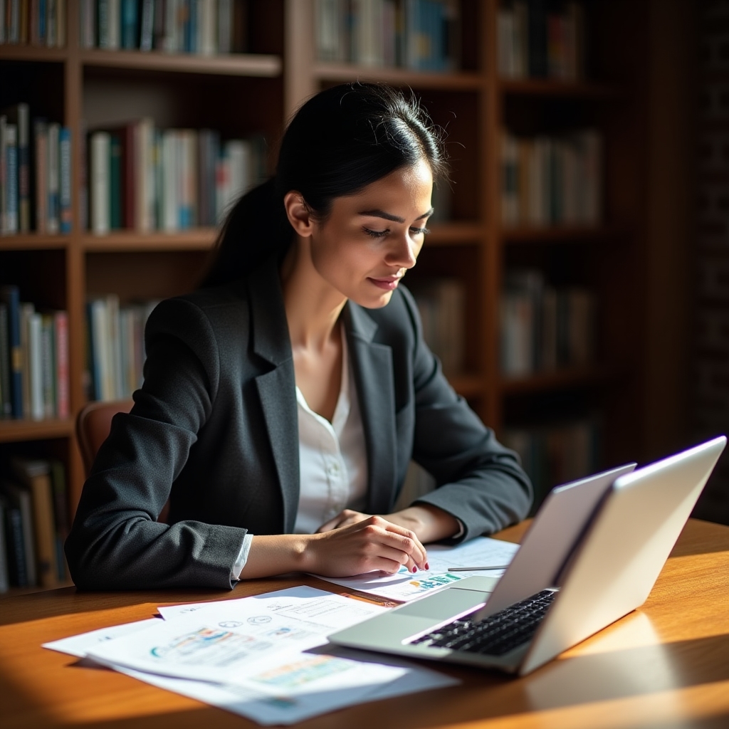 Person analysiert Haushaltsausgaben am Schreibtisch mit Notizbuch und Laptop
